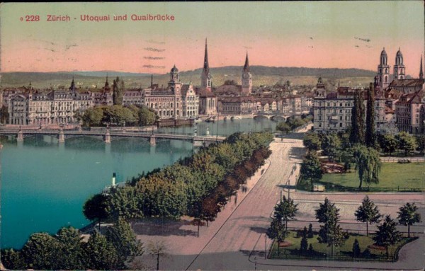 Zürich - Utoquai und Quaibrücke Vorderseite