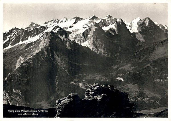 Blick vom Hohenstollen auf Berneralpen. 1946 Vorderseite