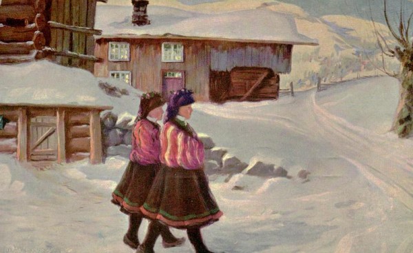Zwei Frauen im Schnee, Gustav Wentzel Vorderseite