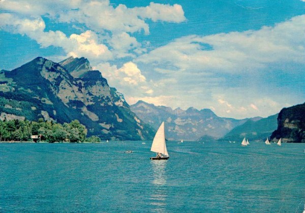 Walensee mit Leistkamm, Sichelkamm und Alvier Vorderseite