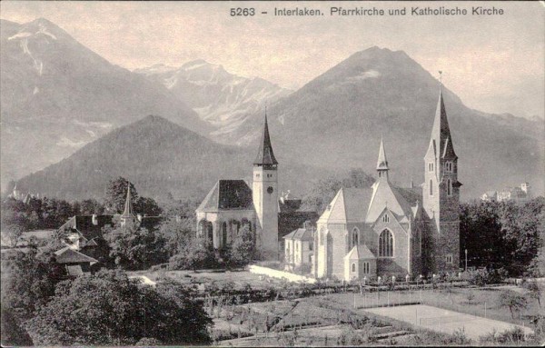 Interlaken/Pfarrkirche und Katholische Kirche Vorderseite