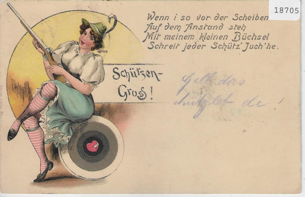 Schützen-Gruss - Humor - Litho