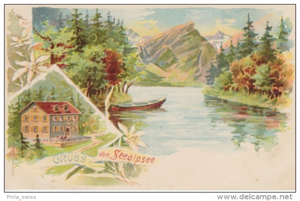 Seealpsee, Gruss vom - farbige Litho