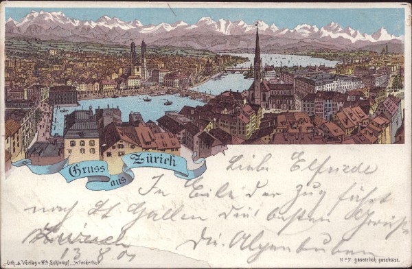 Gruss aus Zürich. 1901 - Litho