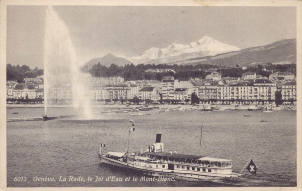 Genève. La Rade le Jet d'Eau et le Mont-Blanc