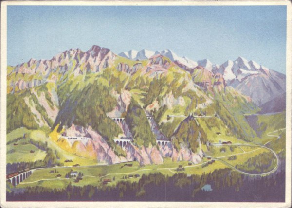 Landesausstellung (1939) Modell-Anlage der Loetschbergbahn in Belvoirpark