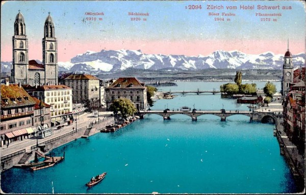 Zürich vom Hotel Schwert aus Vorderseite