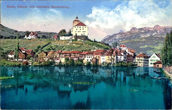 Buchs, Schloss und Städtchen Werdenberg. Vorderseite