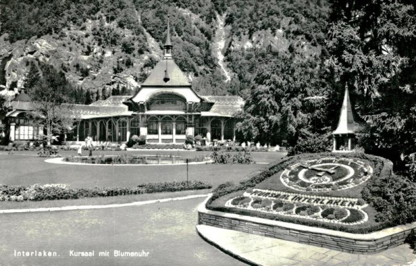 Interlaken, kursaal mit Blumenuhr Vorderseite