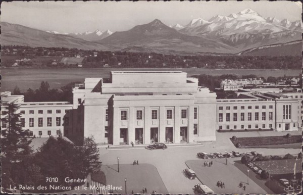 Genéve, Le Palais des Nations et le Mont-Blanc