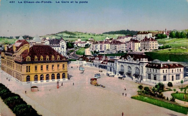 La Chaux-de-Fonds, La Gare et la poste Vorderseite