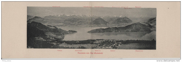 Panorama vom Rigi (Rothstock) Vitznau, Beckenried, Bellevue, Kaltbad, Bürgenstock - 2-teilig