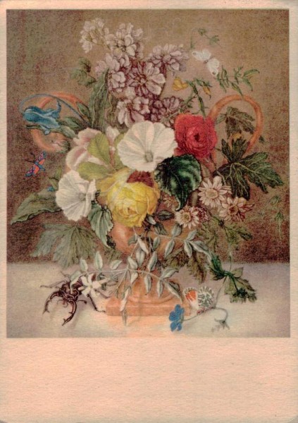 Emanuel Steiner: Blumenstillleben mit Käfer und Schmetterling Vorderseite