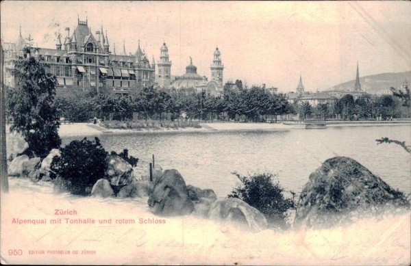 Alpenquai mit Tonhalle und rotem Schloss (Zürich) Vorderseite