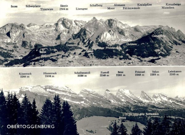 Obertoggenburg. Blick zum Alpstein. Blick auf Churfirsten Vorderseite