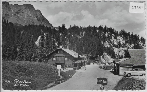 Col du Pillon - Schild, Oldtimer