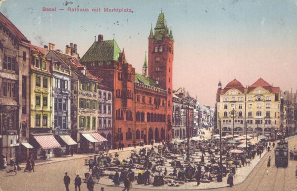 Basel - Rathaus mit Marktplatz
