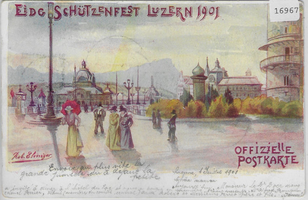Eidg. Schützenfest Luzern 1901 - Stempel Cachet Officiel Eidg. Schützenfest 1.VII.01