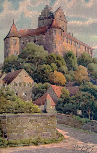 Schloss Meersburg - Gemalt von V. Marschall Vorderseite
