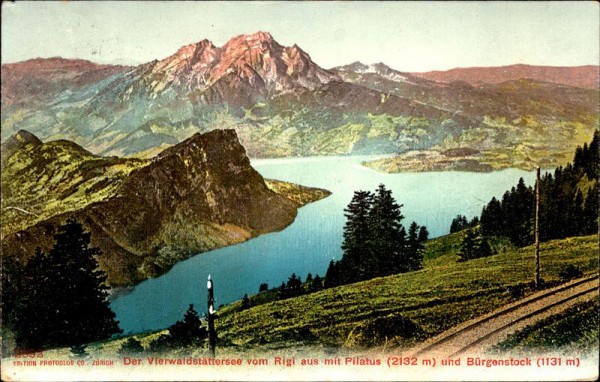 Vierwaldstättersee vom Rigi aus mit Pilatus Vorderseite