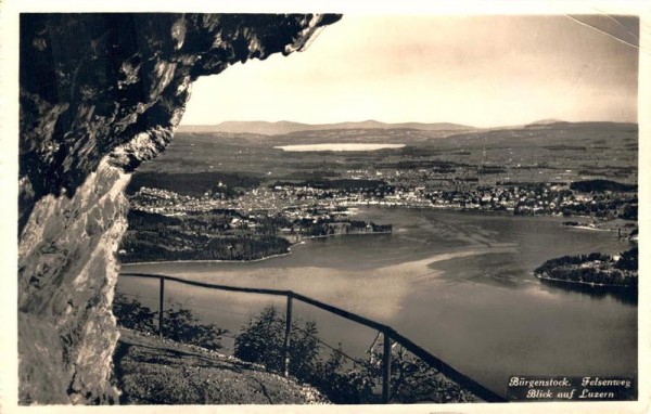 Bürgenstock. Felsenweg. Blick auf Luzern. 1949 Vorderseite