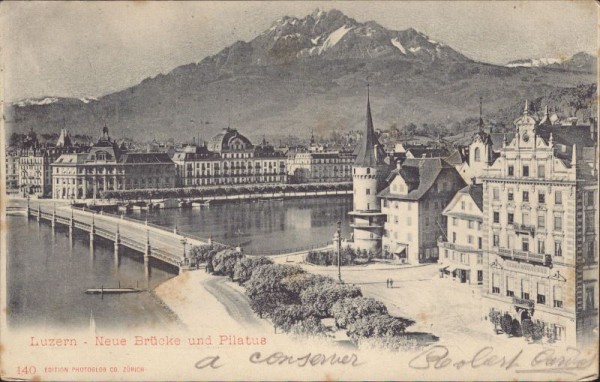 Luzern, neue Brücke und Pilatus