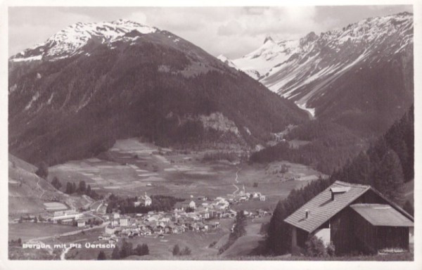 Bergün mit Piz Üertsch. 1945