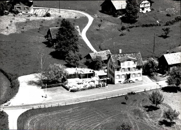 Kaltbrunn, Fischhausen, Gasthaus Löwen,  Flugaufnahme Vorderseite