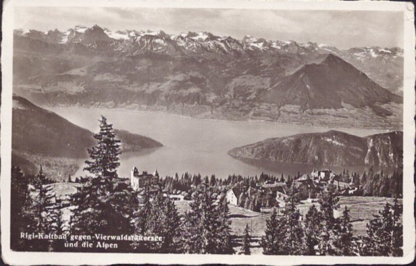 Rigi-Kaltbad gegen Vierwaldstättersee und die Alpen