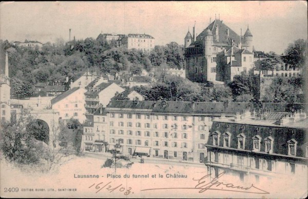 Lausanne - Place du tunnel et le Chateau Vorderseite