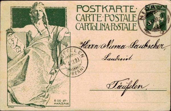 Postkarte von 1909 Vorderseite