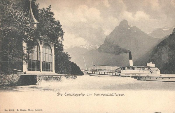 Tellskapelle am Vierwaldstättersee und Schiff Stadt Mailand Vorderseite