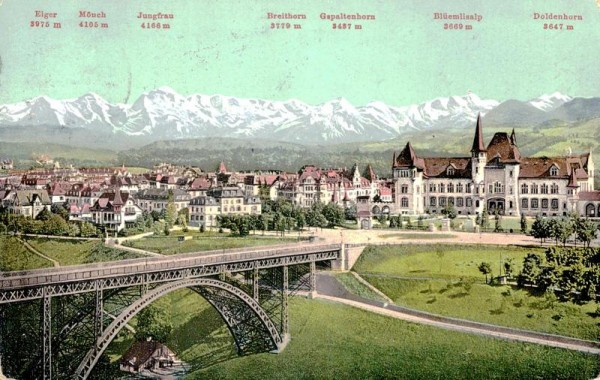 Kirchenfeldbrücke, Museum und Alpen Vorderseite