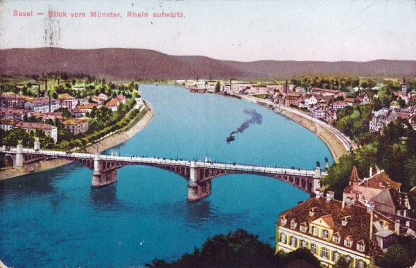 Basel - Blick vom Münster, Rhein aufwärts