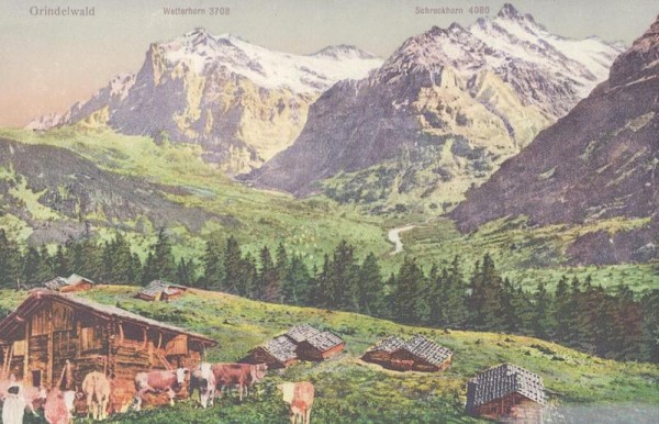 Grindelwald, Wetterhorn, Schreckhorn Vorderseite