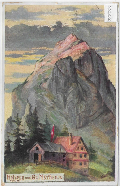 Holzegg und Gr. Mythen - Künstlerkarte
