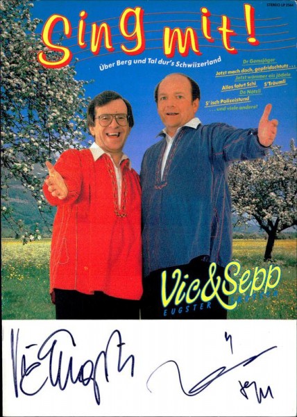 Vic Eugster, Sepp Trütsch, Autogrammkarte Vorderseite