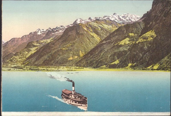 unbekannte See mit Dampfschiff