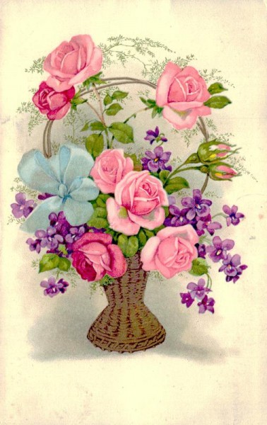 Blumenstraus in Flechtkorb Vorderseite