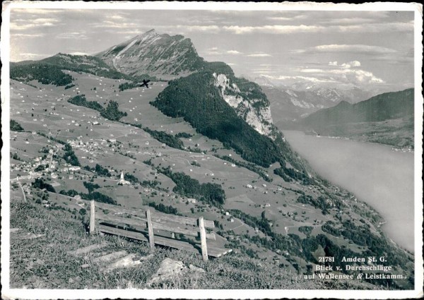Amden, Blick von Durchschläge auf Walensee und Leistkamm Vorderseite