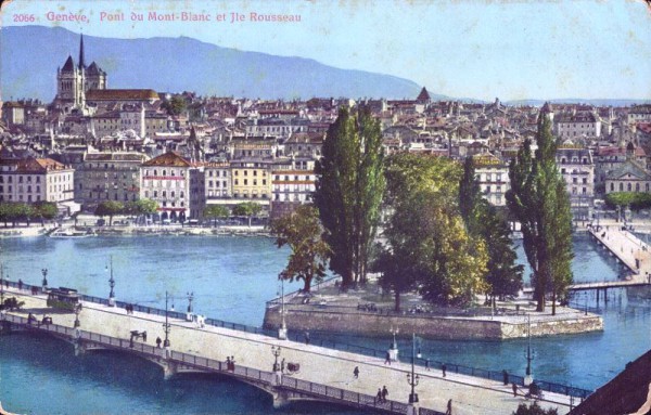 Genève Pont du Mont-Blanc et Ile Rousseau