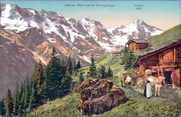 Mürren. Blick auf die Hochgebirge Vorderseite
