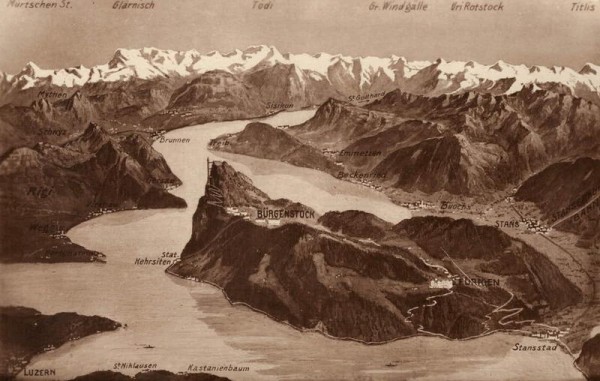 Bürgenstock, Bergkette und Umgebung Vorderseite