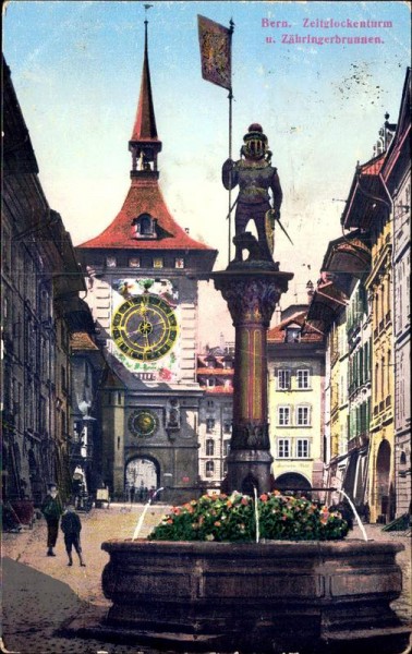 Bern (Zeitglockenturm, Zähringerbrunnen.) Vorderseite