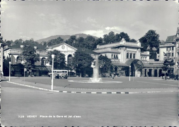 Vevey, Place de la Gare et Jet d'eau Vorderseite