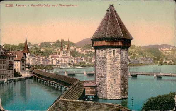 Luzern - Kapellbrücke und Wasserturm Vorderseite