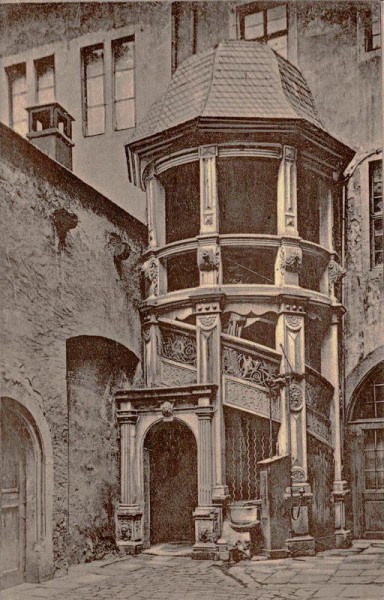 Frankfurt, Treppenhaus im Hause Limpurg Vorderseite