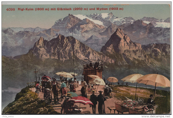Rigi-Kulm (1800 m) mit Glärnisch (2910 m) und Mythen (1903 m) animée