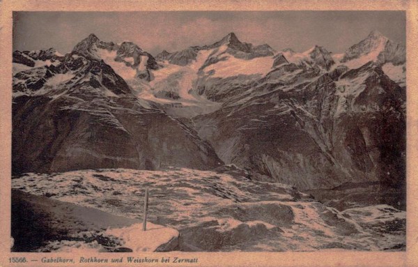 Gabelhorn, Rothorn und Weisshorn bei Zermatt Vorderseite