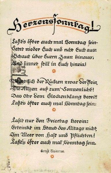 Herzenssonntag Vorderseite